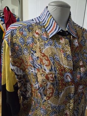 Dries Van Noten Dragon Print Shirt | Artistic Cotton Oversized Medium